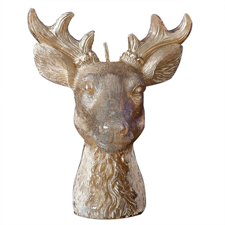 Merry & Bright Christmas Gold Stag Candle