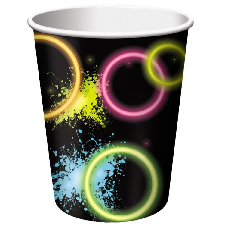 Glow Party 266ml Paper Cups Pack of 8