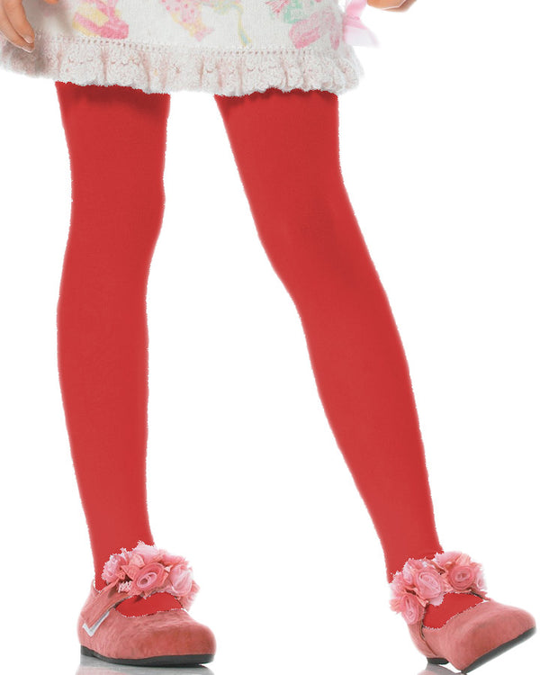 Red Opaque Girls Tights