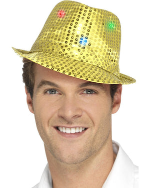 Gold Light Up Sequin Trilby Hat