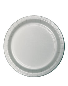 Christmas Shimmering Silver Round Paper Plate 22cm Pack of 24