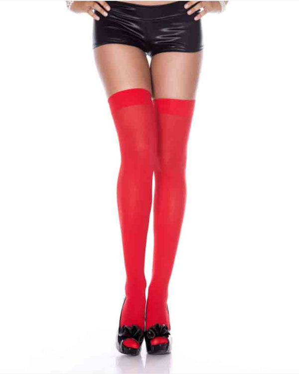 Opaque Red Thigh Highs
