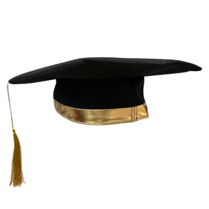 Graduation Black and Gold Fabric Mortarboard Hat