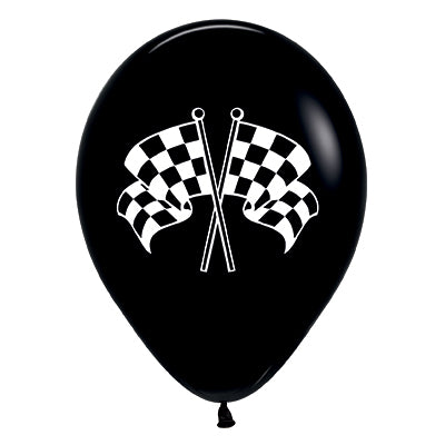 Sempertex 30cm Racing Flags Fashion  Black & White  Ink Latex Balloons, 6PK Pack of 6