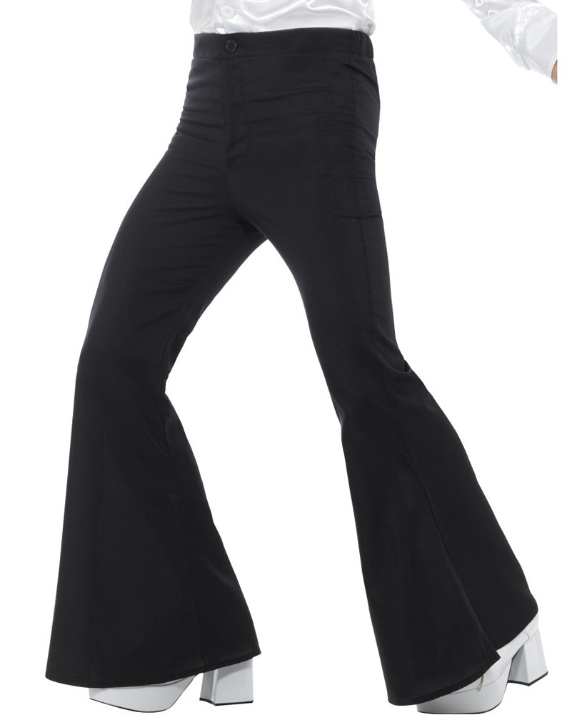 70s Black Flared Mens Trousers