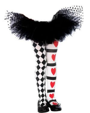 White Harlequin and Hearts Girls Tights