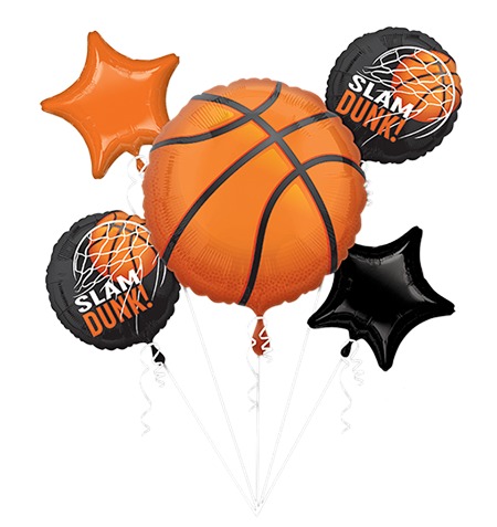 Bouquet Nothin But Net Slam Dunk Basketball Pack of 5 Balloon