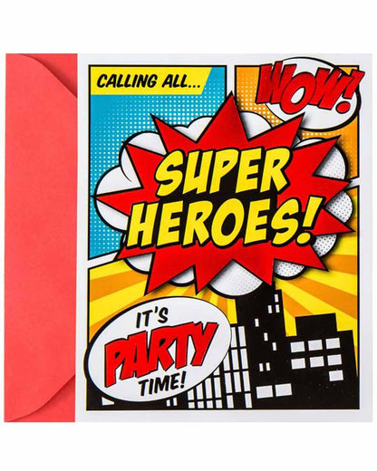 Superhero Large Invitations Pack of 8