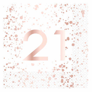 Rose Gold 21 Lunch Napkins Pack of 16