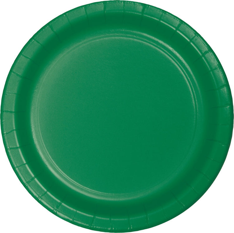 Christmas Emerald Green Round Paper Plate 17cm Pack of 24