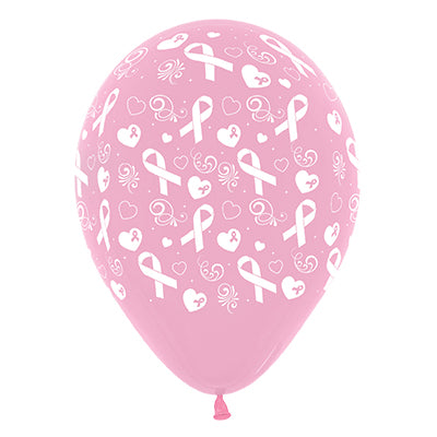 Sempertex 30cm Pink Ribbon Fashion Pink Latex Balloons 6PK Pack of 6
