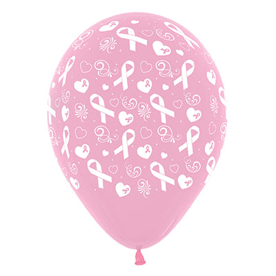 Sempertex 30cm Pink Ribbon Fashion Pink Latex Balloons, 6PK Pack of 6