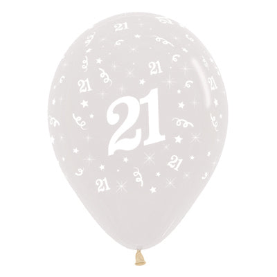 Sempertex 30cm Age 21 Crystal Clear Latex Balloons Pack of 25