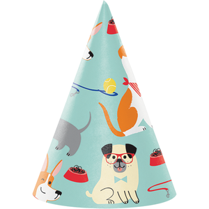 Dog Party Cone Shaped Party Hats Pack of 8
