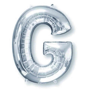 Silver 86cm Letter G Supershape Foil Balloon