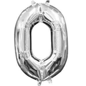 Silver 40cm Number 0 Balloon