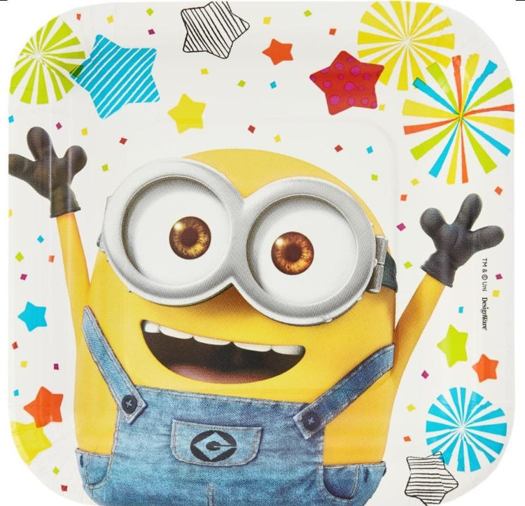 Despicable Me 17cm Square Plates Pack of 8