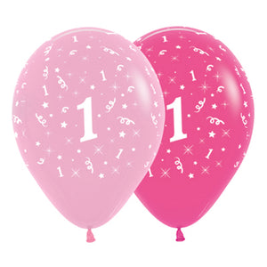 Sempertex 30cm Age 1 Fashion Pink Assorted Latex Balloons 6PK Pack of 6