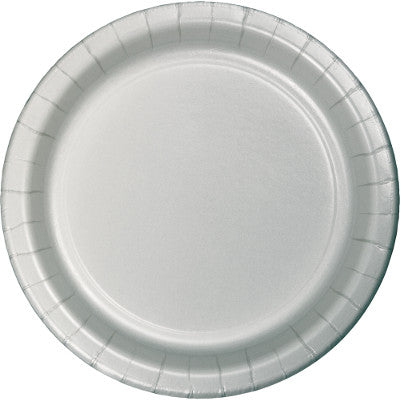 Shimmering Silver Banquet Plates Paper 26cm Pack of 24