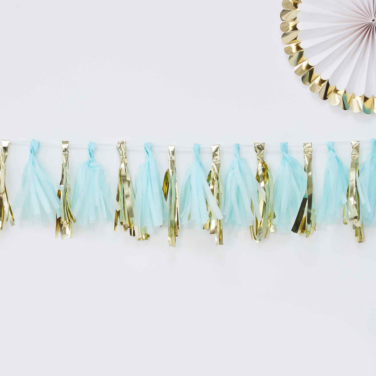 Oh Baby! Tassel Garland Blue & Gold Pack of 16