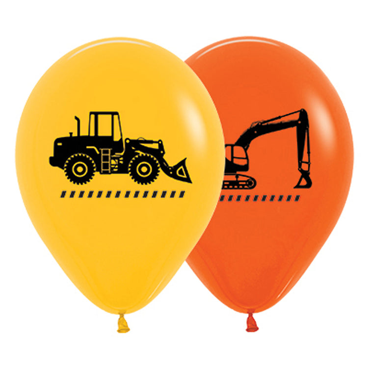 Sempertex 30cm Construction Trucks Fashion Yellow & Orange Latex Balloons, 25PK Pack of 25