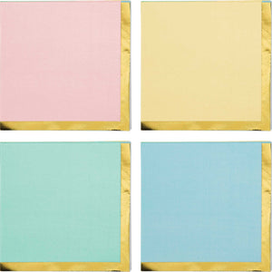 Pastel Celebrations Beverage Napkins Scalloped & Gold Foil Pack of 16