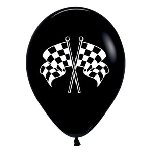 Sempertex 30cm Racing Flags Fashion Black & White Ink Latex Balloons 25PK Pack of 25