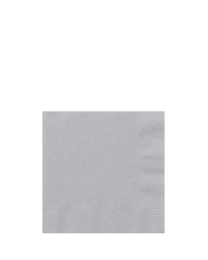 Silver 3 Ply Beverage Napkins Pack of 20