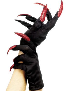 Halloween Gloves with Red Glitter Nails