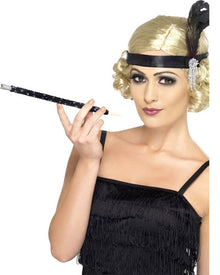 Black Sequinned Cigarette Holder Prop 40cm