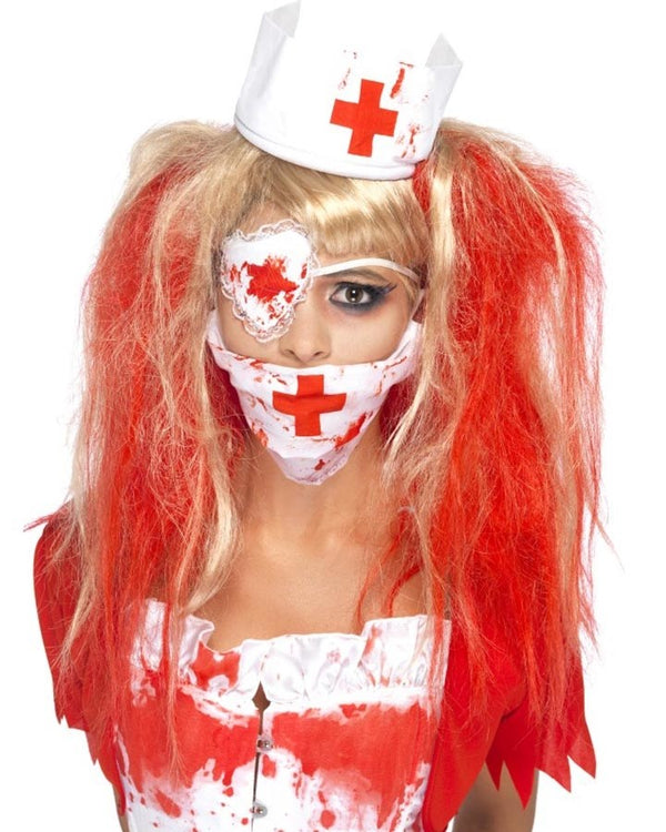 Bloody Nurse Headpiece Mask and Eye Patch Kit
