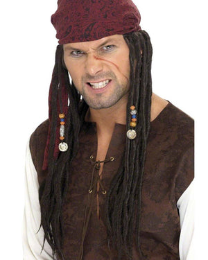 Pirate Wig with Scarf and Beads