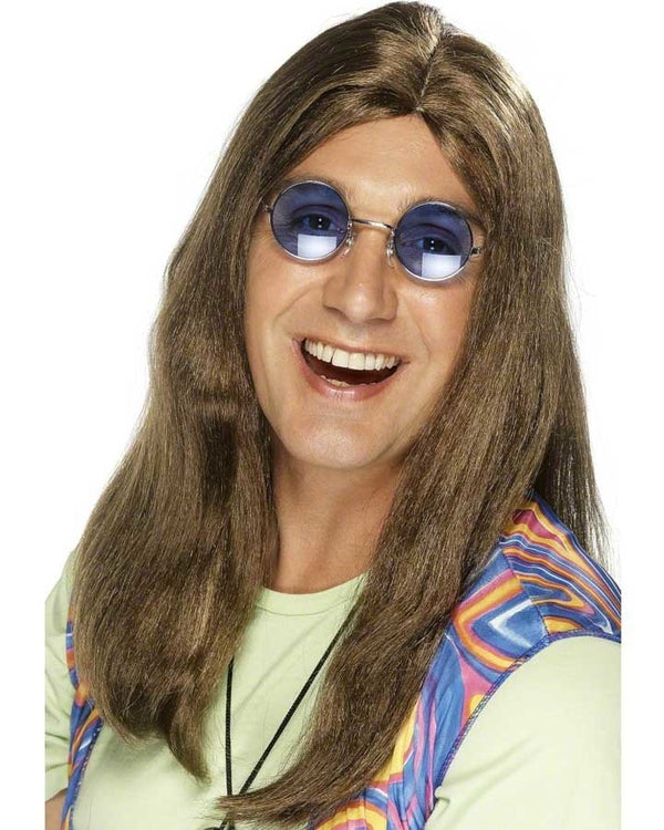 60s Neil Hippie Long Brown Wig