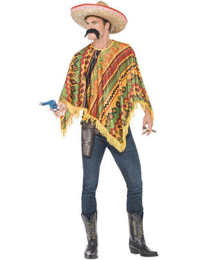 Mens Mexican Poncho and Moustache Kit