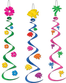 Luau Party Hanging Swirl Decorations Pack of 3