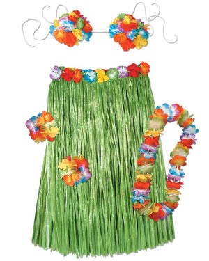 Hawaiian Hula Kids Skirt Bra Lei and Bracelets Set