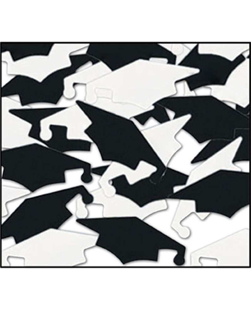 Black and White Graduation Caps Confetti