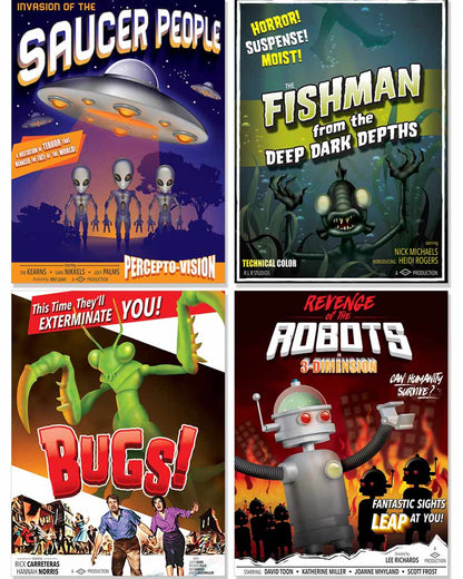 50s Movie Drive In Poster Cutouts Pack of 4