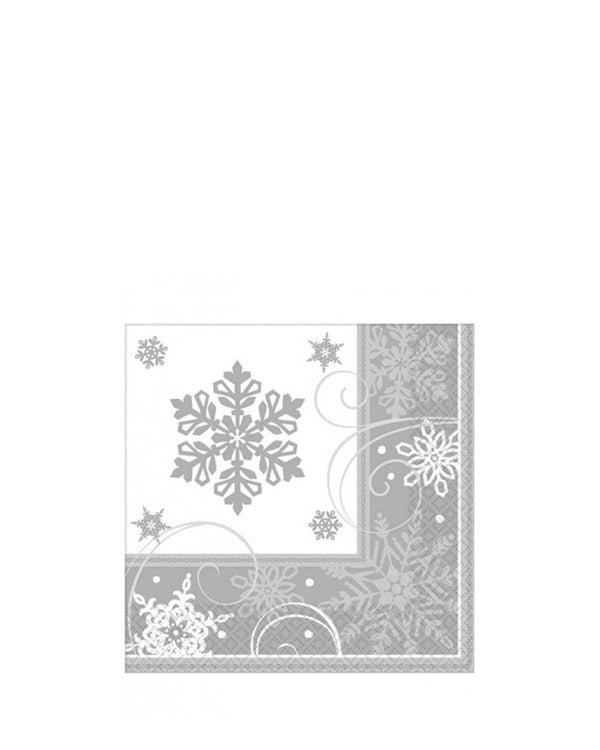 Christmas Sparkling Snowflake Beverage Napkins Pack of 16