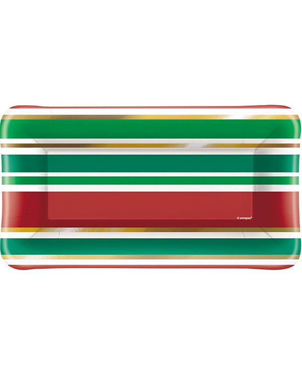 Chic Christmas 23cm Foil Stamped Rectangle Paper Plates Pack of 8