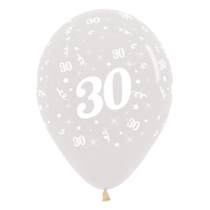 Sempertex 30cm Age 30 Crystal Clear Latex Balloons 6PK Pack of 6