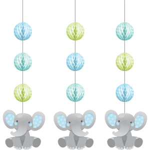 Enchanting Elephant Boy Hanging Honeycomb & Cutouts Decorations Pack of 3