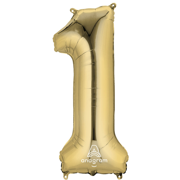 SuperShape White Gold Numeral 1 Balloon