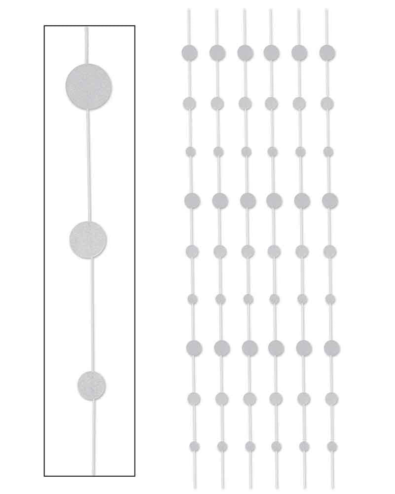 Christmas Silver Glitter Dot Stringers Pack of 6