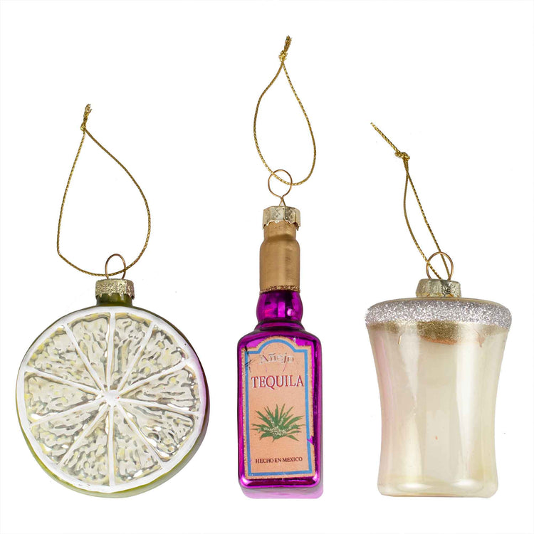 Christmas Merry & Bright Novelty Tequila Set Hanging Tree Decorations Pack of 3