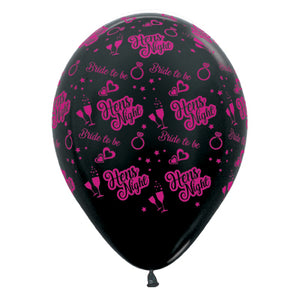 Sempertex 30cm Hens Night Bride to Be Metallic Black Latex Balloons 25PK Pack of 25