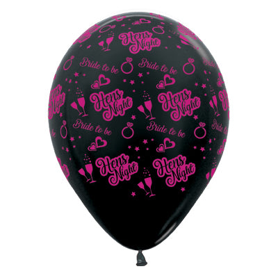 Sempertex 30cm Hens Night Bride to Be Metallic Black Latex Balloons 25PK Pack of 25
