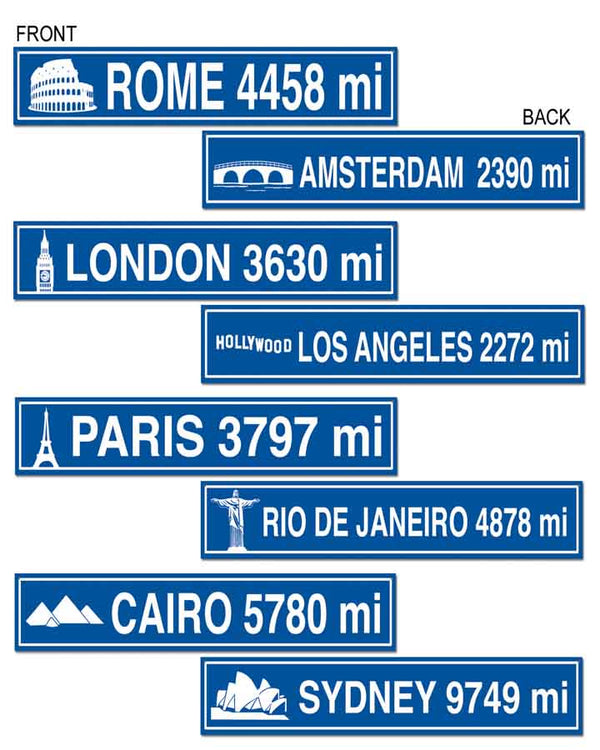 International Street Sign Cutouts Pack of 4