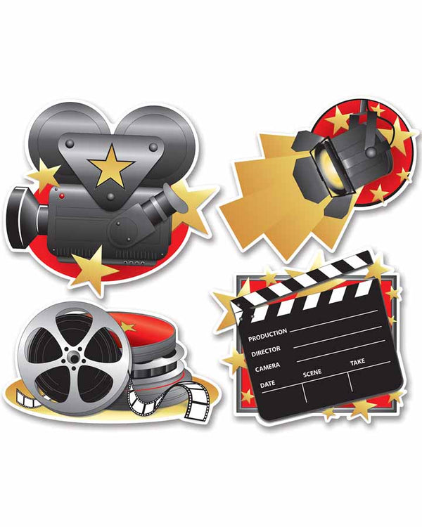 Hollywood Movie Set Cutouts Pack of 4