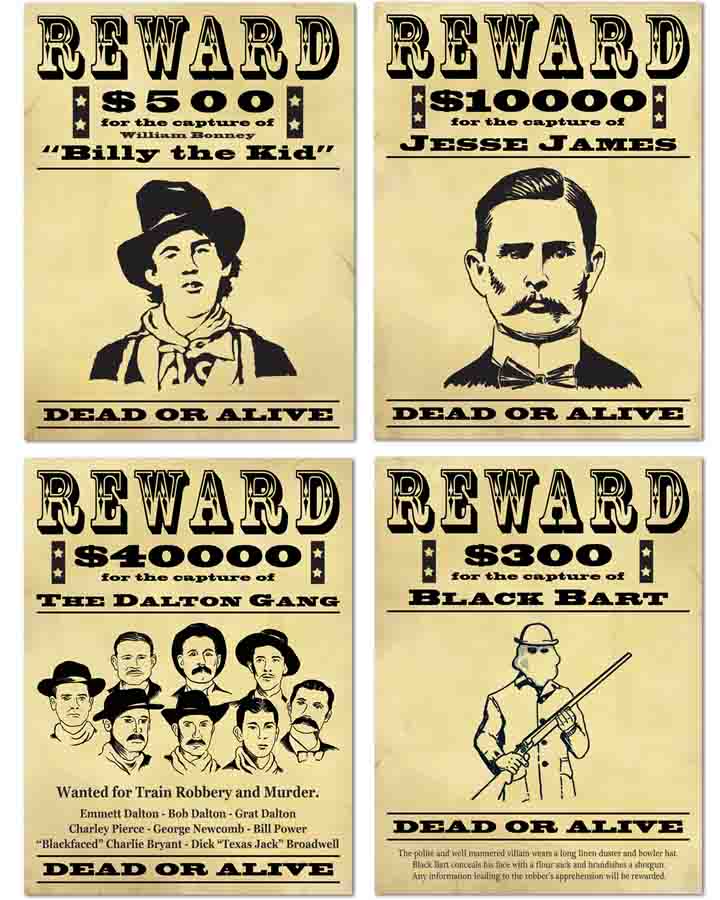 Wanted Sign Cutouts